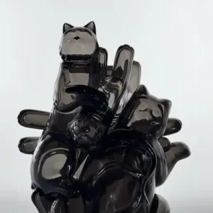 Cat Heart Sofubi-four distinct kitties merge to form a translucent human heart