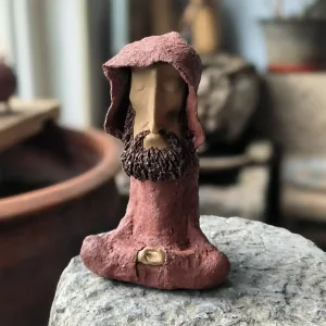 Meditating Zen Monk Clay Figurine-Hand-sculpted from natural clay, a peaceful piece of aesthetic decor for your tea table