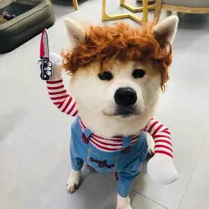 Pet Costume Running with Knife-One of the funniest gifts for dog lovers