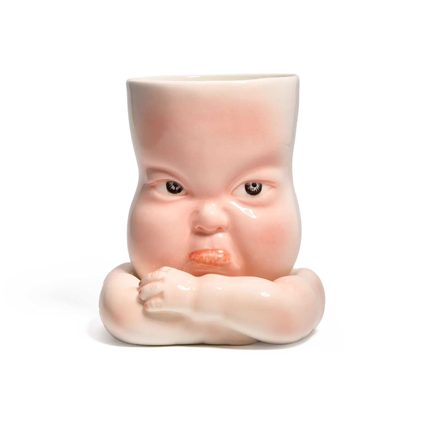 Whimsical Ceramic Pouty Mug-this hand-painted mug features a quirky pouting expression with twisted lips