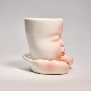 Whimsical Ceramic Smooch Mug-this hand-painted mug features a cute puckered face ready for a shy kiss.