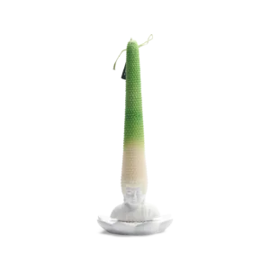 Whimsical Buddha Head Scented Candle-Featuring an exaggerated wax "hair" that extends from a joyful Buddha base.