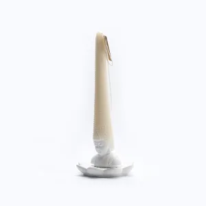 Whimsical Buddha Head Scented Candle-Featuring an exaggerated wax "hair" that extends from a joyful Buddha base.