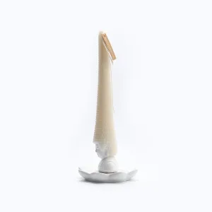 Whimsical Buddha Head Scented Candle-Featuring an exaggerated wax "hair" that extends from a joyful Buddha base.