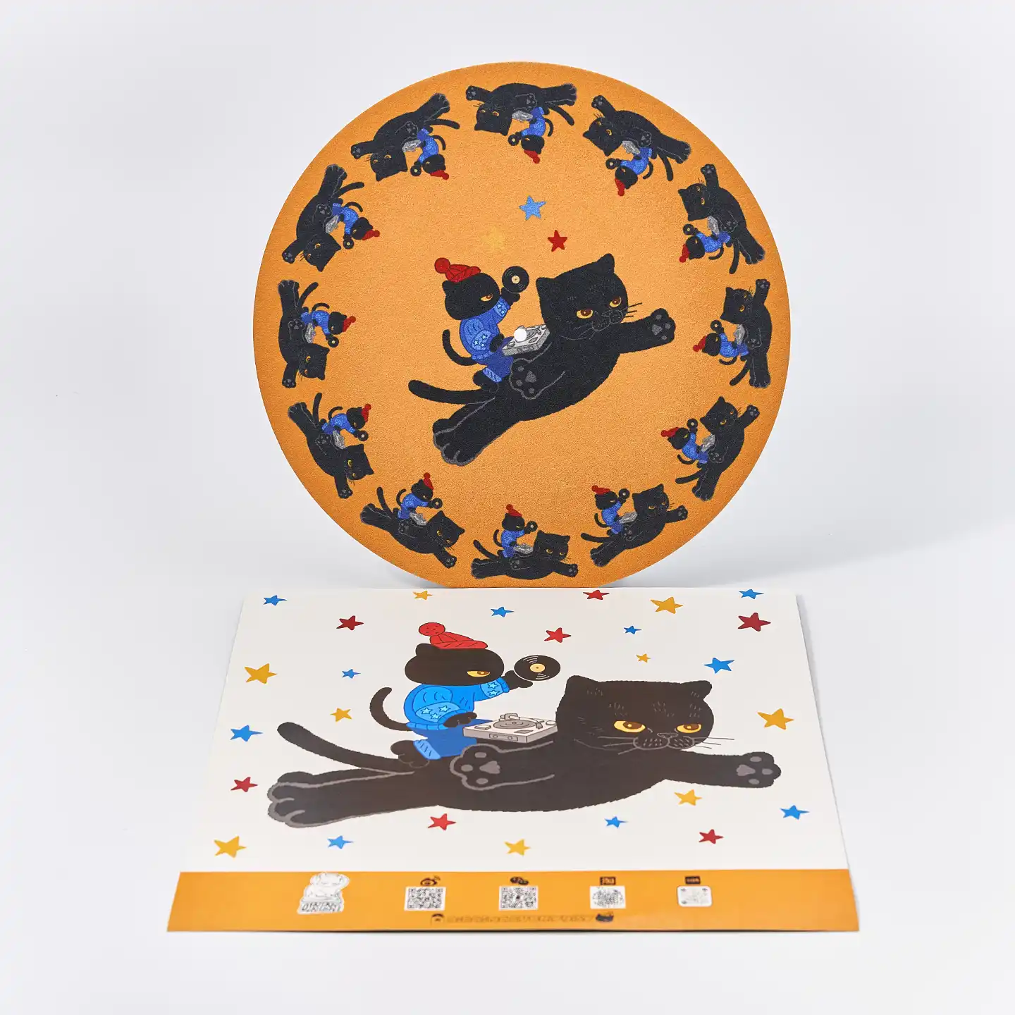 Retro DJ Cat Vinyl Slipmat-Unique & Thoughtful Gifts for Meaningful Moments Retro DJ Cat Vinyl Slipmat-this feline spins hypnotically along with your favorite tracks