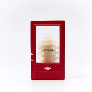 Cinematic red door Candle Holder-Inspired by The Odyssey, this red gate features a textured optical lens that transforms candlelight into a dreamy, cinematic ripple.