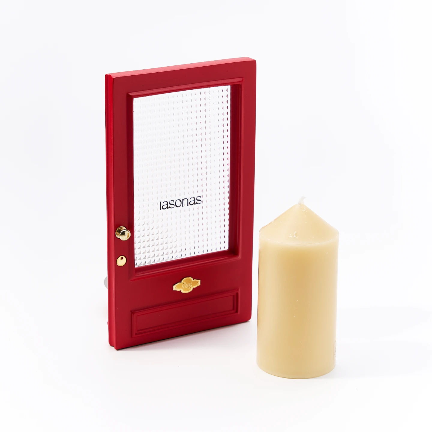 Cinematic red door Candle Holder-Unique & Thoughtful Gifts for Meaningful Moments Cinematic red door Candle Holder-Inspired by The Odyssey, this red gate features a textured optical lens that transforms candlelight into a dreamy, cinematic ripple.