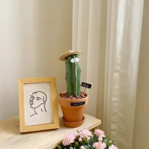 Friendly Cactus Desk Plant-Bring a smile and good fortune to any space with this whimsical cactus planter.
