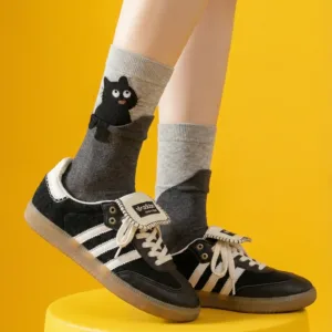 Peekaboo Black Cat Socks-Step into comfort with these adorable cat peeking ankle socks