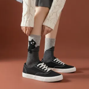 Peekaboo Black Cat Socks-Step into comfort with these adorable cat peeking ankle socks