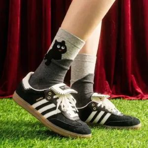Peekaboo Black Cat Socks-Step into comfort with these adorable cat peeking ankle socks
