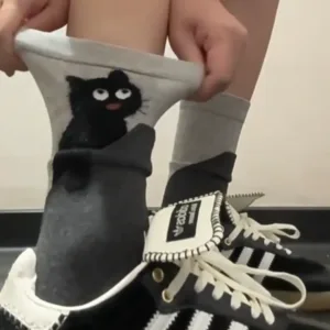 Peekaboo Black Cat Socks-Step into comfort with these adorable cat peeking ankle socks