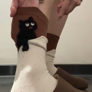 Peekaboo Black Cat Socks-Step into comfort with these adorable cat peeking ankle socks
