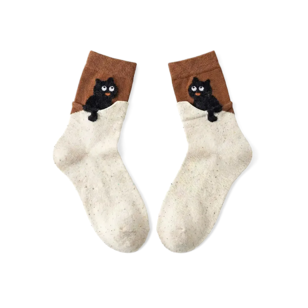 Peekaboo Black Cat Socks-Step into comfort with these adorable cat peeking ankle socks
