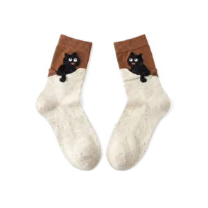 Peekaboo Black Cat Socks-Step into comfort with these adorable cat peeking ankle socks