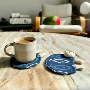 Tie-Dye Cat Coaster-This charming tie-dye cat coaster protects your surfaces with playful style.
