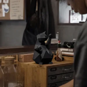 Balck Cat Car Accessory-A sleek, geometric reimagining of the classic beckoning cat.