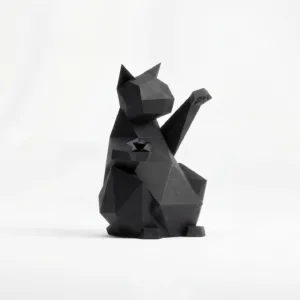 Balck Cat Car Accessory-A sleek, geometric reimagining of the classic beckoning cat.