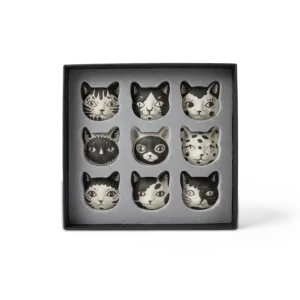 Cats Fridge Magnet-Transform your kitchen into a feline sanctuary with these nine hand-painted ceramic magnets.