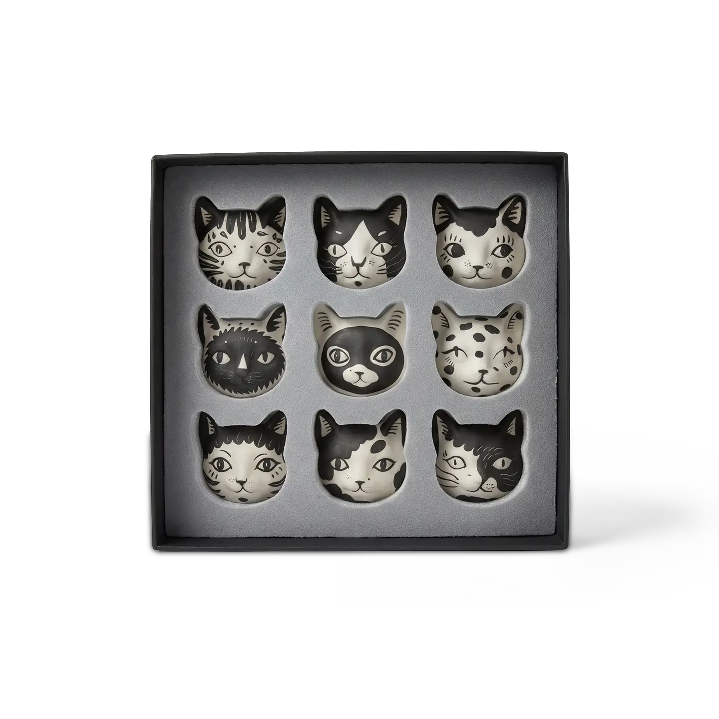 Cats Fridge Magnet-Transform your kitchen into a feline sanctuary with these nine hand-painted ceramic magnets.