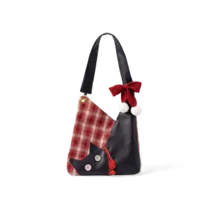 Plaid Cat-Shaped Shoulder Bag-A whimsical cat-silhouette shoulder bag blending cozy plaid and sleek PU leather.