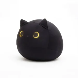 Round Cat Pillow-A perfectly spherical, ultra-squishy black cat designed to absorb your stress.