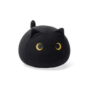 Round Cat Pillow-A perfectly spherical, ultra-squishy black cat designed to absorb your stress.
