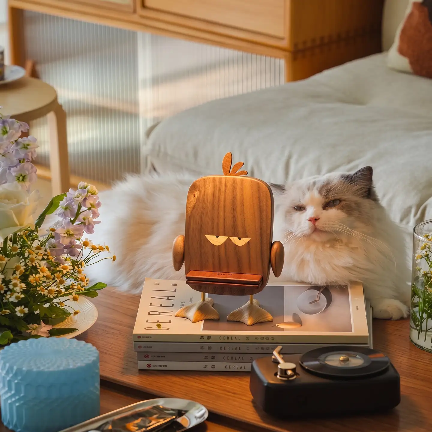 大脸鸭实木手机支架_review2